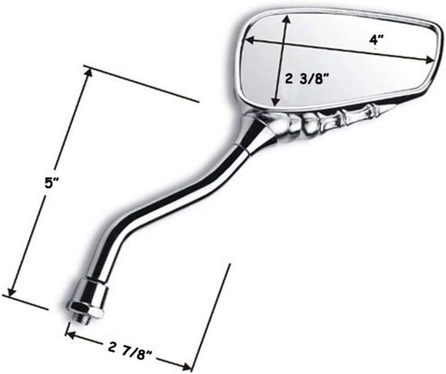 Chrome 8mm/10mm Motorcycle Skull Skeleton Rearview Side Mirrors Compatible with Honda Yamaha Kawasaki Suzuki Aprilia