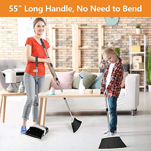 Upgrade Large Broom and Dustpan, Broom and Dustpan Set, Heavy Duty Dust Pan with 53" Long Handle Upright Dustpan Broom Set, Broom for Indoor Outdoor Garage Kitchen Room Office Lobby Use (Orange) – Bild 8