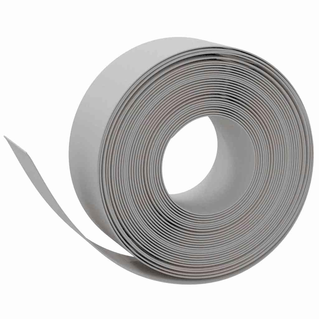 di bordi per prato, 4 pezzi, grigio, 40 m x 20 cm, in plastica PE, flessibile, per aiuole e laghetti