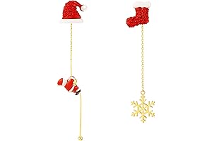 Santa Hat Earrings Christmas Jewelry Christmas Santa Claus Snowflake Silver Thread Earring...