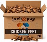 Jack&Pup Dried Chicken Feet Dog Treats | 100% Natural, Fully Digestible, Dehydrated Chicken Feet for Dogs High Protein, Joint Support (20 Pack) Economical Alternative to Duck Foot and Pig Ears
