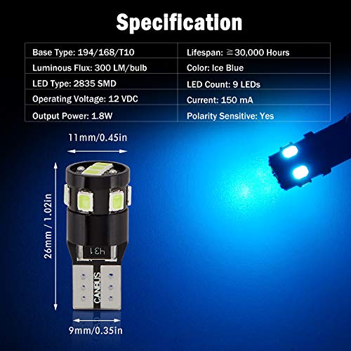 Bombillas LED Canbus 194 168 W5W T10 Ice Blue Paquete 4 miniatura 2