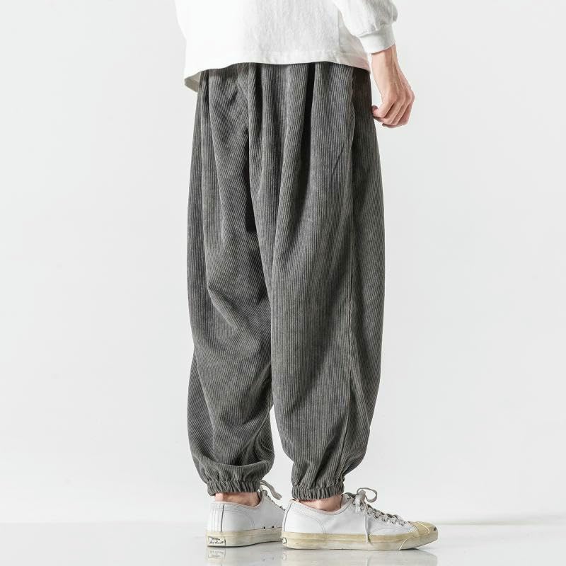 Pantalon lanterne en velours côtelé ample pour homme - 4