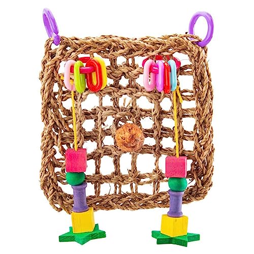 BESTonZON Hanging Swing Bird Climbing Net Interactive Chewing Accessory for Parrots Finches and Lovebirds Safe and Easy to Install Pet Hammock for Exercise and Play