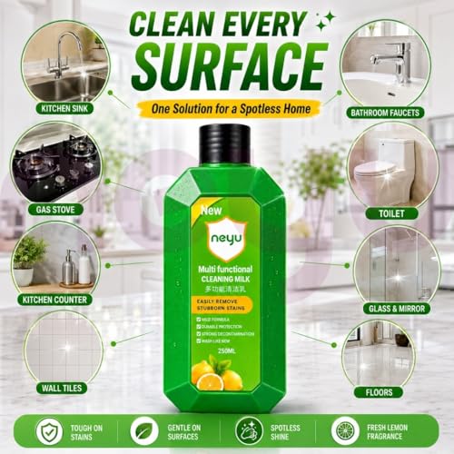 Image of NEYU Multi Functional Cleaning Milk With Sponge - Heavy Duty Multipurpose Cleaner for Kitchen, Bathroom & Household Tough Stain Removal with Sponge (2 Piece)