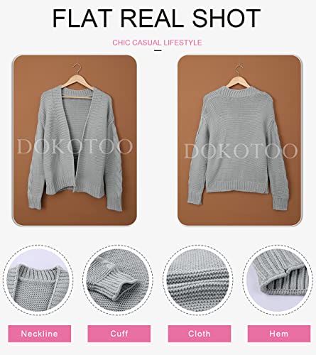 Image of Dokotoo Womens Open Front Long Sleeve Chunky Knit Cardigan Sweaters Loose Outwear Coat