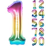 40 Inch Rainbow Digit Helium Foil Birthday Party Balloons (Dark Rainbow 1)