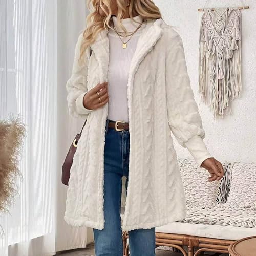 Ladies Thermal Fuzzy Hooded Cardigan Basic Jackets Hooded Outfit for Women Long Sleeve Winter Fall 2025 Trendy Y2K2