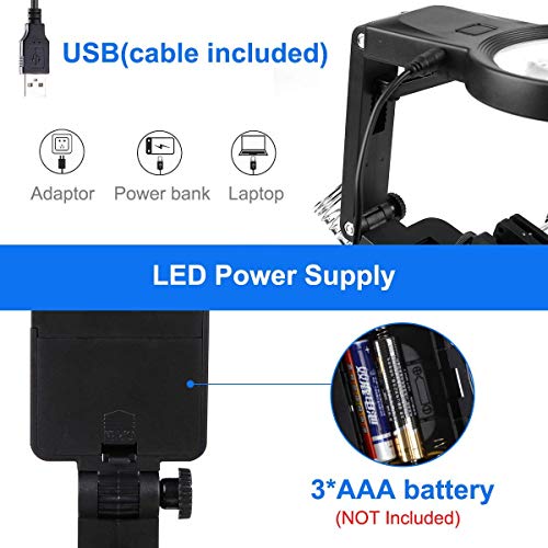 Estação de solda de amplificador de mão de ajuda, terceira mão de luz LED, 10 LEDs 3X/4.5X/25X supor