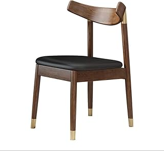 LERDBT Sillas de Comedor Estudiar Marco de Madera Maciza de Nogal Libro Silla Moderna Muebles Ocio Silla de Comedor para Sala de Estar (Color : Black, Size : 45cm x 46cm x 80cm)