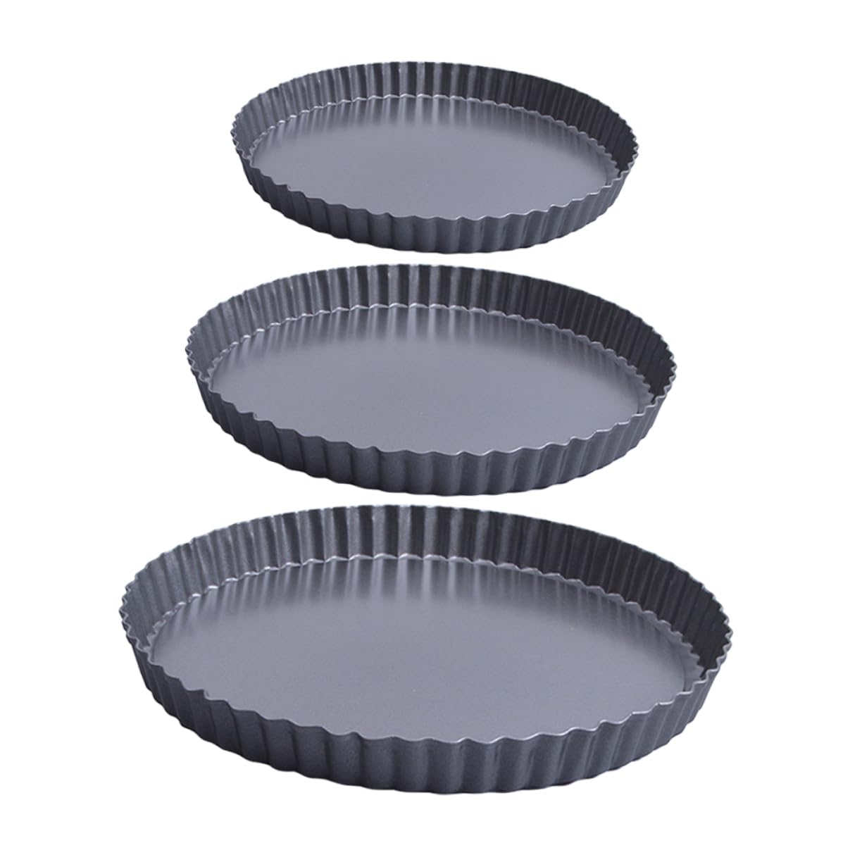 Cabilock 3pcs Nonstick Cake Pan Removable Bottom Bakeware for Tarts Quiches Pizzas High-temperature Baking