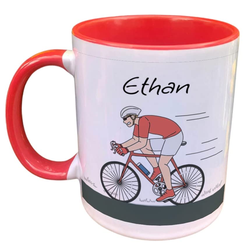 Personalised Cycling Sports Mug Gift - Present for Sports Lovers - Gifts for Cyclist - Personalised Cycling Homeware & giftware Decor (Navy)