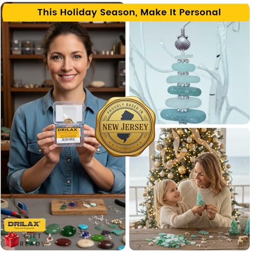 Drilax 24-Piece Diamond Drill Bit Set (1mm, 1.5mm, 2mm, 2.5mm) Compatible with Dremel Rotary Tools, Includes 4 Collets – for Stones, Sea Glass, Shells, Gemstones & Jewelry