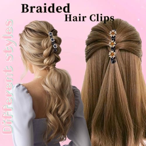 Pinzas trenzadas con cristales para el cabello 4 unidades miniatura 4
