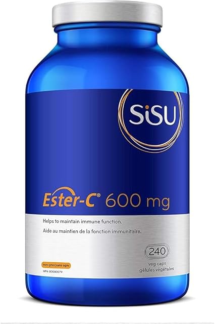 Sisu Ester-C 600mg 240 gélules, 24-hour Soutien immunitaire Vitamine C, moins acide, mieux absorbé & Retenus par rapport aux autres formes de vitamine C, 240 VC, Végétaux, non OGM, sans gluten, sans produits laitiers, sans soja