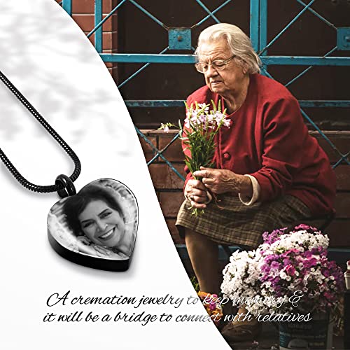 Bivei Personalized Heart Urn Necklace for Ashes, Custom Engraving Photo & Text Cremation Jewelry for Ashes - Keepsake Memorial Pendant2