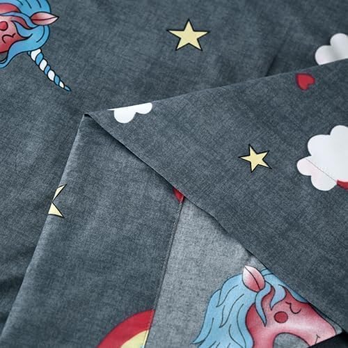Miniatura 7 de SDIII Juego de sábanas de unicornio gris de 4 piezas, tamaño matrimonial, microfibra suave con bolsillo profundo, para niñas, niños, adolescentes,
