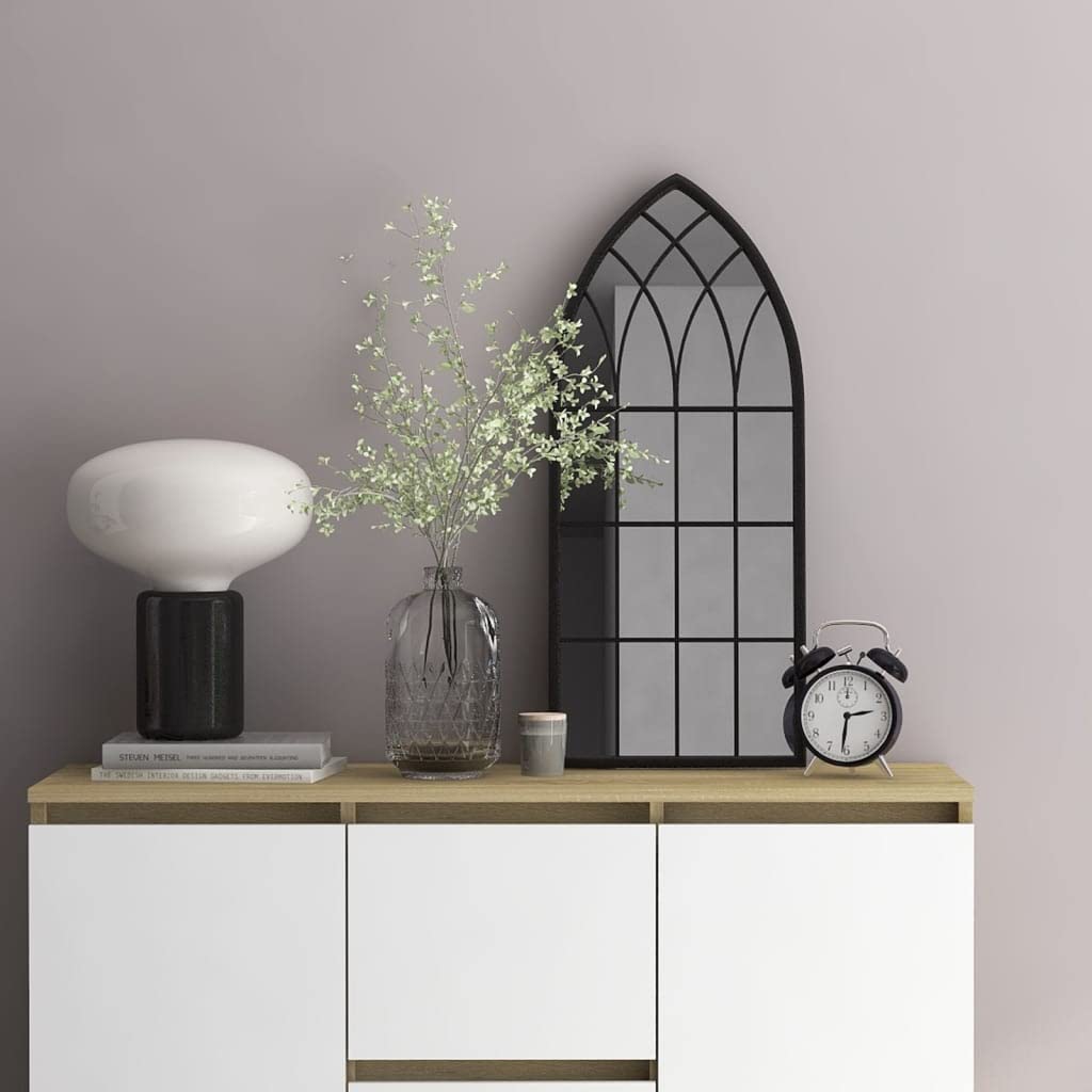 Spiegel Schwarz 70x30 cm Eisen mit antikem Rahmen für Innenbereich Wandmontage Flur Badezimmer Wohnzimmer Deko Styling Makeup Rasur