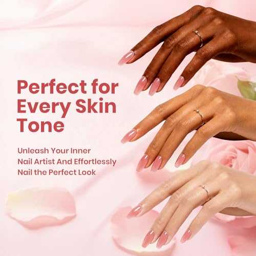 Image of Beetles Nude Pink Gel Nail Polish - Rose Tulle 15ML Sheer Jelly Nude Pink Gel Polish Translucent Neutral Nail Concealer Base Color Soak Off UV LED French Nail Art Salon DIY Manicure Gift