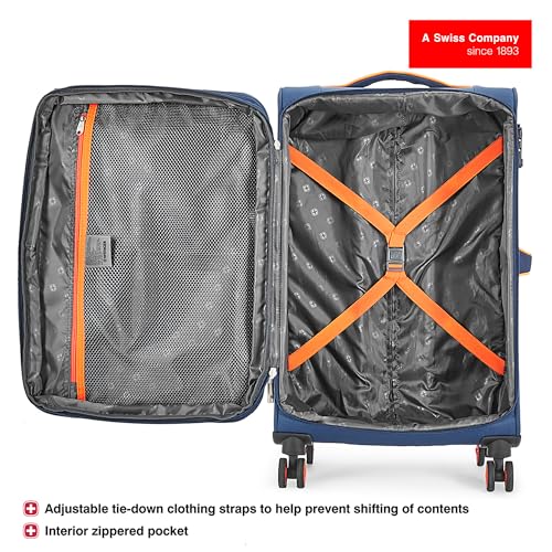 Image of WENGER Fiero-Pro Medium Softside Suitcase, 69 litres, Blue /Orange, Blend of Style & Function, 612103 Swiss Designed - Polyester, Spinner
