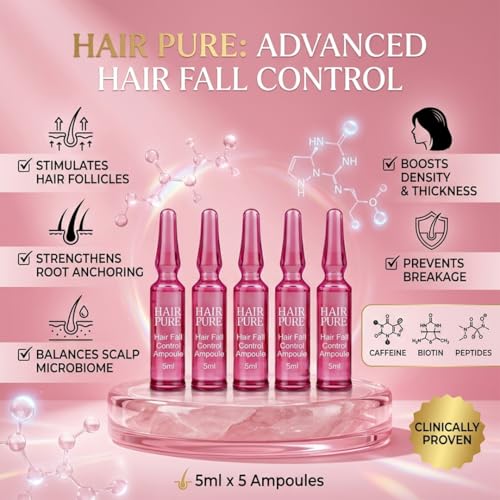 Image of Hair Pure Hair Fall Control Ampoule with Glutathione Power Booster for Healthier, Thicker & Stronger Hair | Helps Reduce Hair Fall & Breakage | Deep Nourishment for Fuller, Shinier Hair