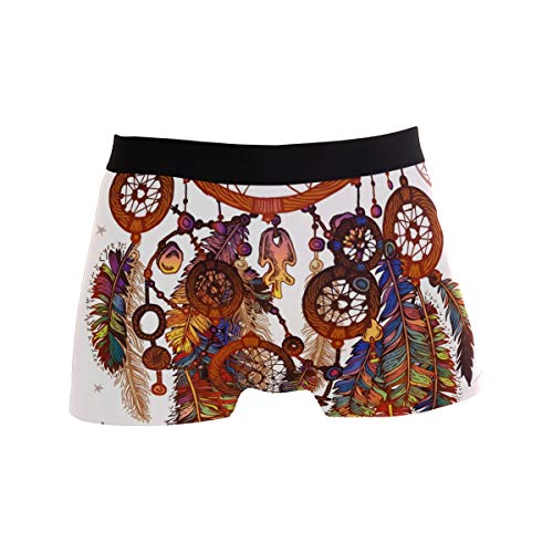 WIHVE Men's Boxer Briefs Dream Catchers Feather Underwear Comfortable Sport Shorts