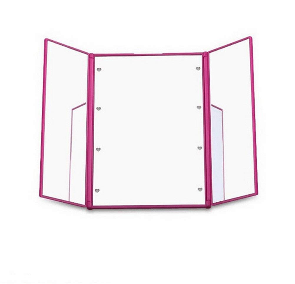 FLYIODFCXV Cosmetic mirror, Portable compact LED lamp vanity mirror Vanity cosmetic make up the portable hand folding lights(Pink)