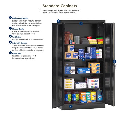 Tennsco 7224 24 Gauge Steel Standard Welded Storage Cabinet, 4 Shelves, 200 Lbs Capacity Per Shelf, 36" Width X 72" Height X 24" Depth, Black #TOP5