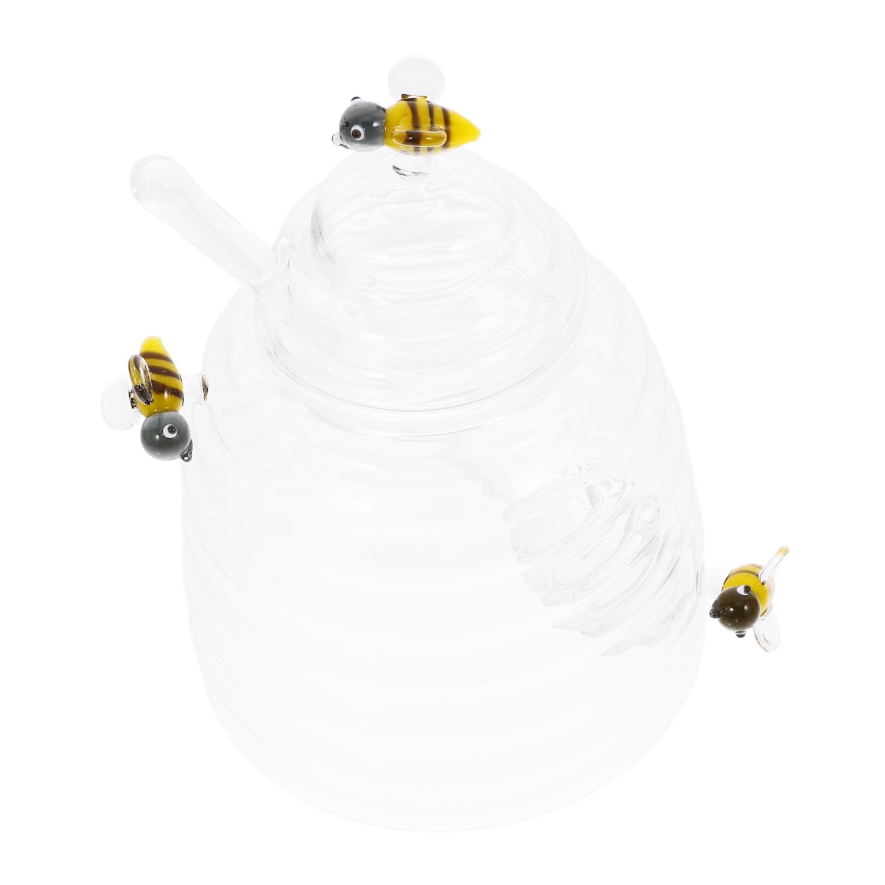 OKUMEYR 1Set with Dipper High Borosilicate Glass Honey Pot Container Compact Honey Dispenser for Home Storage for Honey Sugar and Salt Housewarming present