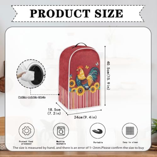 Image of Rooster Butterfly Sunflower Blender Dust Cover, Anti Fingerprint Polyester Stand Mixer or Coffee Maker Appliance Covers, Dust Proof Stain Resistant Blender Cover for Kitchen Appliance
