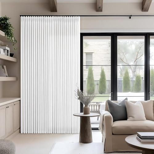 Image of Extra Wide Pinch Pleated Linen Curtains 84 Inches Long 100 Inch Width White