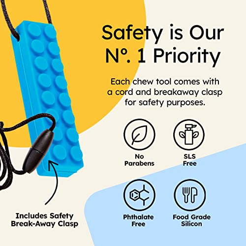 Image of Gafly BPA Free (3 Pack) Chew Necklaces for Sensory Kids Integration with Autism and ADHD - Large Chewy Necklace Sensory for Oral Motor, Simulation & Biting Needs - Durable Food Grade Chewing Necklace