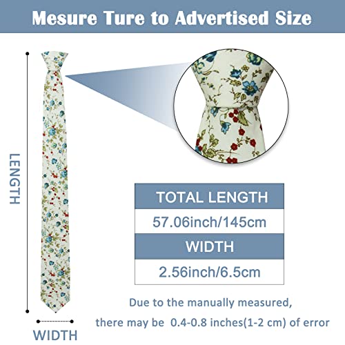 Image of Mantieqingway Men Skinny Tie Cotton Floral Necktie for Wedding Groomsmen Tie