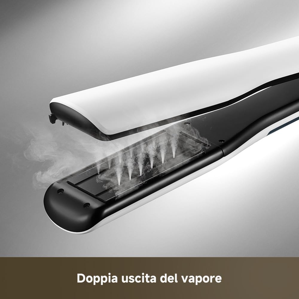 DREAME AuraSteam Straight Piastra per Capelli a Infusione di Vapore, per Capelli Lisci e Ricci, con Pannello Espanso, Piastra Flessibile 3D, Doppia Uscita del Vapore e Serbatoio dell'Acqua Rimovibile
