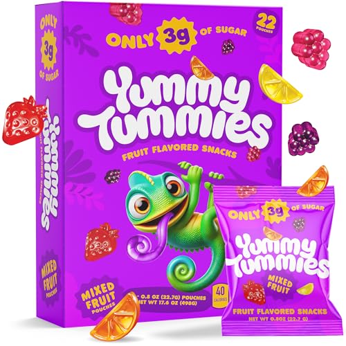 Image of Yummy Tummies Low Sugar Fruit Snacks, 3g Sugar Per Pouch, 0.8 oz (Pack of 22)