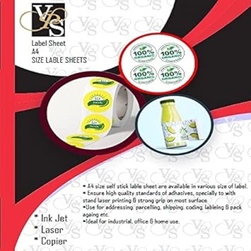 VPS A4 Self Adhesive Label Stickers White ST - 84 for Laser & Inkjet  Printers | 84 Labels per Sheet - Pack of 100 Sheets for Commercial,  Shipping, ...