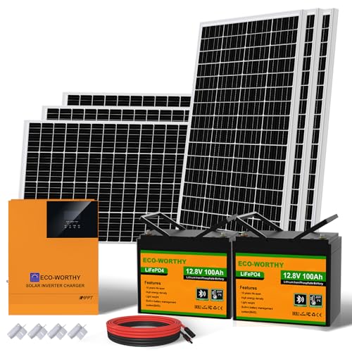 Système solaire ECO-WORTHY 4kWh 1000W 24V avec onduleur et batter...