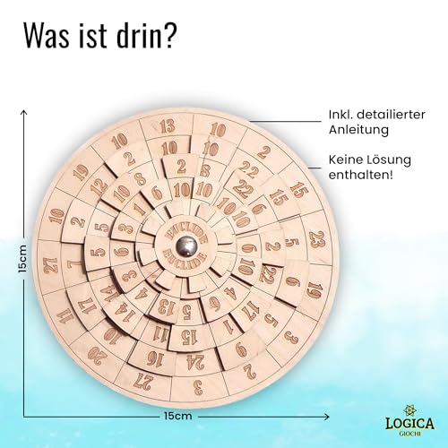 Logica Spiele Art. Euklid - Unglaubliches Mathematisches Denkspiel aus Holz - Schwierigkeit 4/6 Extrem - Knobelspiel - Geduldspiel