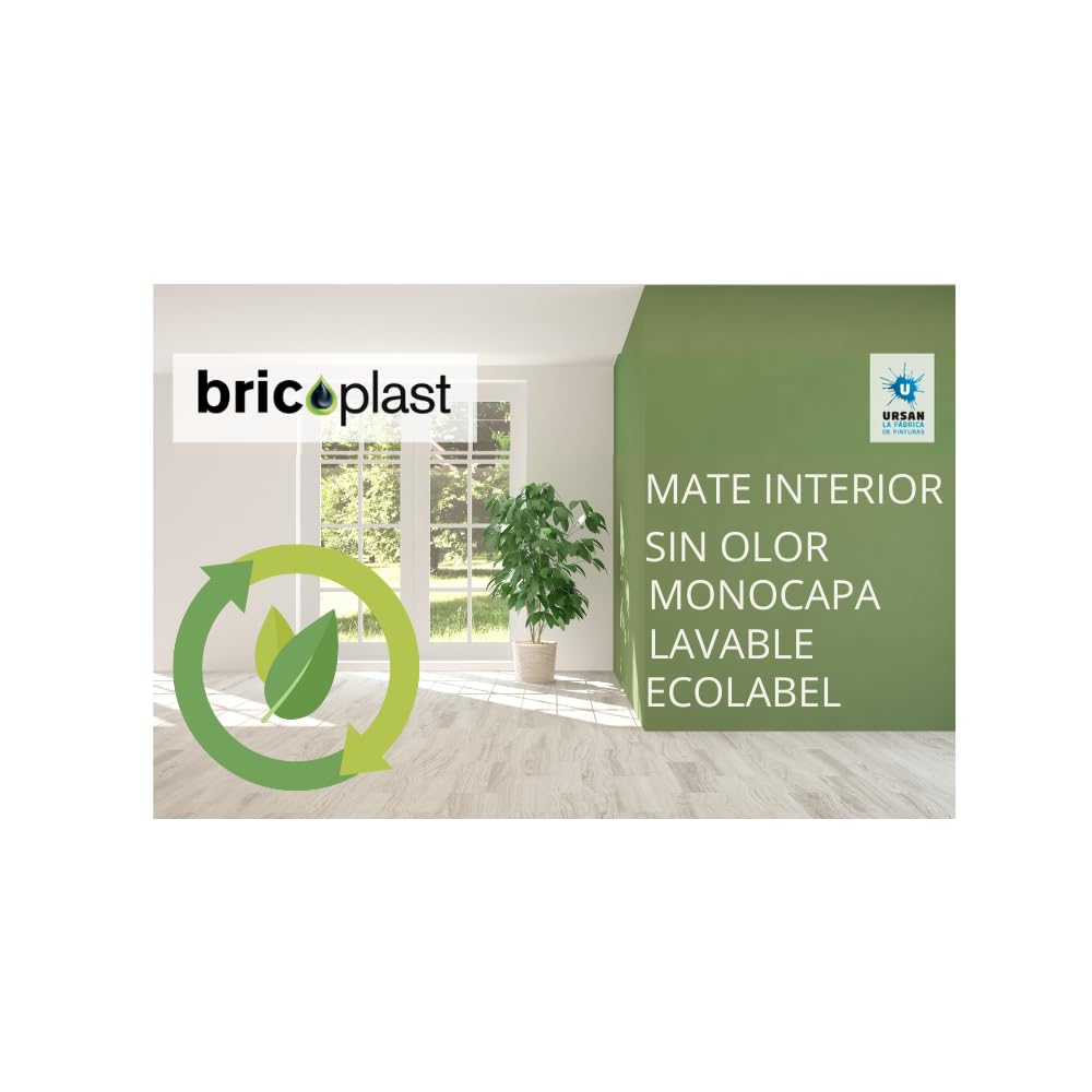 Ursan-Bricoplast Ecológica Interior Sin Olor, de Fácil Aplicación y Sin salpicado-Pintura plástica Color Rosa Palo Acabado Mate para Interiores-4L