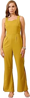 globus Women Sweetheart Neck Strappy Shoulder Solid Side Slits Party Jumpsuit-picture-50