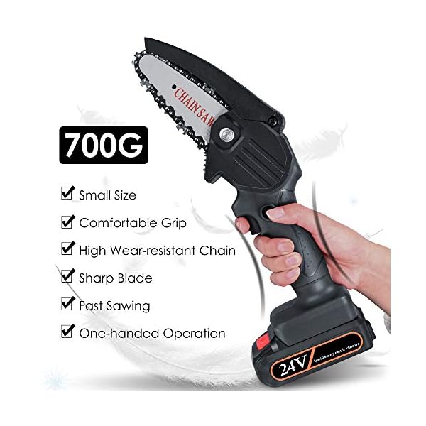 Mini Kettensäge, Kacsoo 4 Zoll Akku Kettensäge mit Akku und Ladegerät Einhand Kettensäge mit Sicherheitsschloss LED… – Bild 6