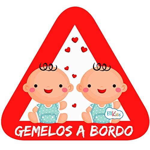 Haberdashery Online - Pegatina Adhesiva Bebé a Bordo, Adhesivo Vinilo para Coche o Moto, Tamaño 15 x 13.7 cm, Ideal para Superficies Lisas y Limpias, Diseño Gemelos, Tamaño Gemelos