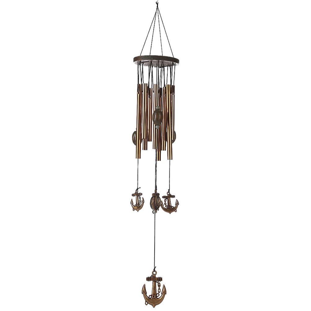VOSAREA Retro Brown Copper Pipe Anchor Wind Chime Hanging Bells Decoration for Balcony Garden