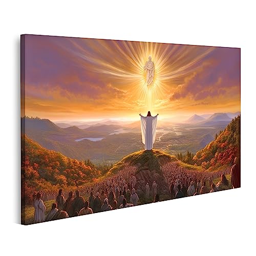islandburner Bild auf Leinwand Jesus Stehend Auf Hügel Betend zu Gott Glaube Religion Bilder Wandbilder Poster JCIL-1K