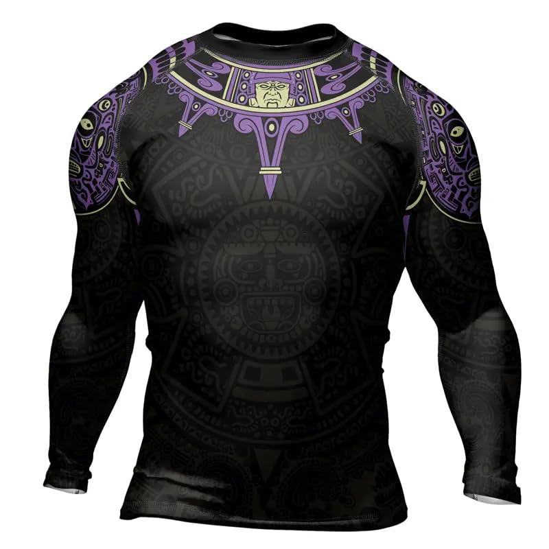Aztec BJJ Long Sleeve Rash Guard for Men MMA Workout Compression Shirt Grappling Jiu Jitsu2