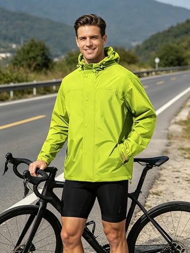 Image of UIQUR Mens Lightweight Rain Jacket Waterproof Windbreaker Packable Rain Coat with Hood for Golf Running Hiking Travel