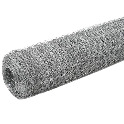 Clôture en fil d'acier galvanisé - 25 x 1,2 m - Pour élevage de volailles, volières et clapiers - Grillage métallique de 2 m en acier résistant aux...