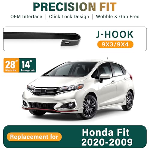 Image of Windshield Wiper Blades Replacement for Honda Fit 2009 2010 2011 2012 2013 2014 2015 2016 2017 2018 2019 2020, Original Equipment Replacement Front Rear Wiper Blade Set - 28 inch 14 inch 14 inch (Set of 3)