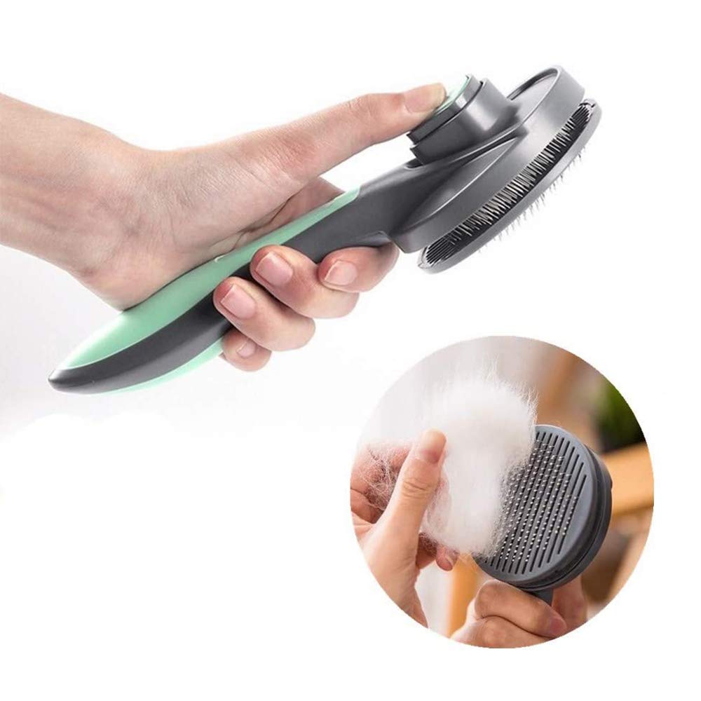 PAKEWAY Spazzola per Gatti, Spazzola per Cani, Spazzola per Animali Domestici per Gatti e Cani a Pelo Corto, Medio e Lungo Verde（Aggiungi Tagliaunghie）