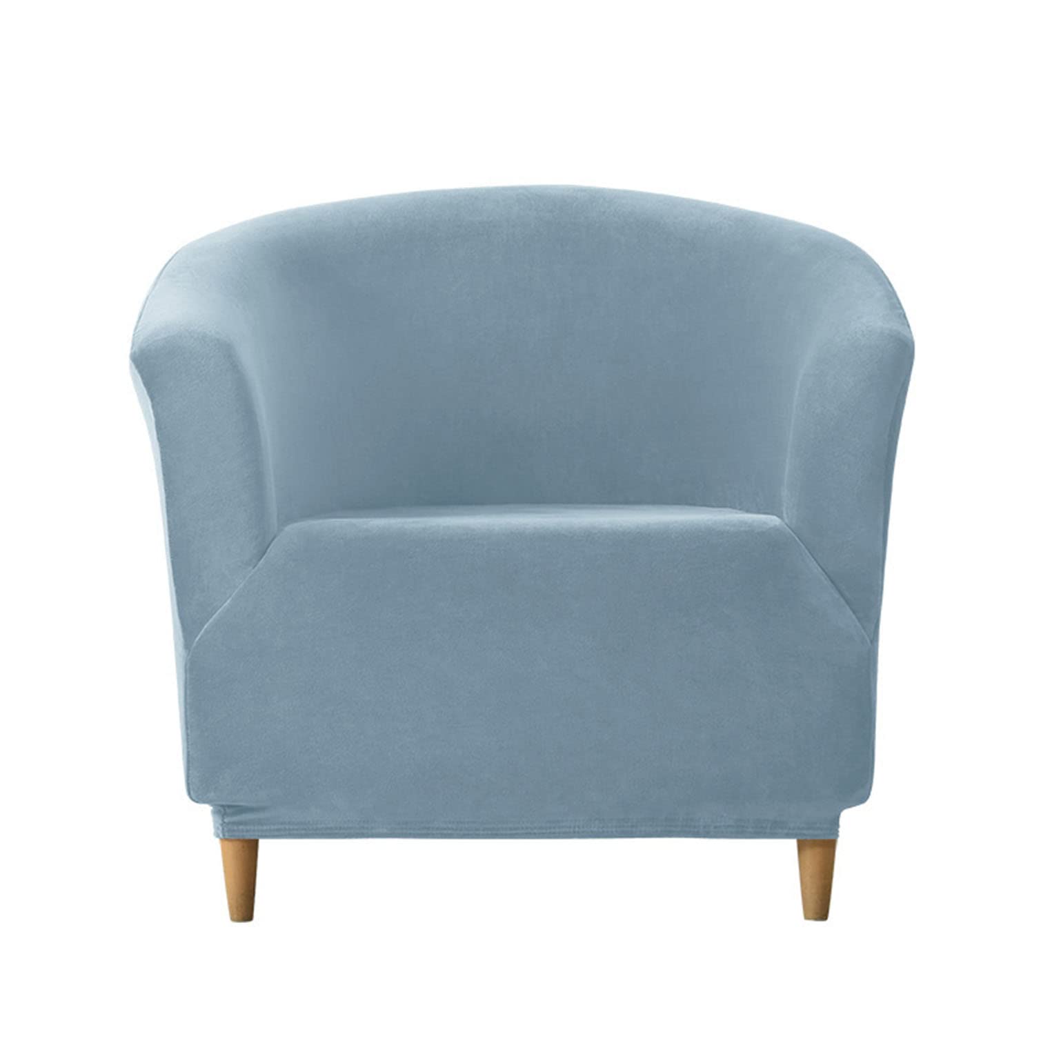 YOPOIY Luxurious Velvet Tub Chair Slipcover, 1 Piece Club Chair Slipcover Non Slip Barrel Chair Cover High Stretch Soft Furniture Protector -light blue